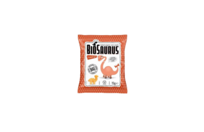 slone przekaski Chrupki kukurydziane Dinozaury o smaku ketchupowym BIO 15g