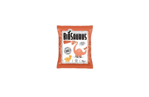 slone przekaski Chrupki kukurydziane Dinozaury o smaku ketchupowym BIO 15g