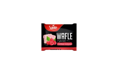 zdrowe przekąski- wafle-Wafle ryzowe z polewa o smaku malinowym 24g Sante